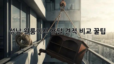 성남 원룸이사 용달 견적 비교 꿀팁🍯